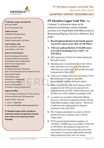Thumbnail Merdeka Copper Gold
 Quarterly Report 2017-q4