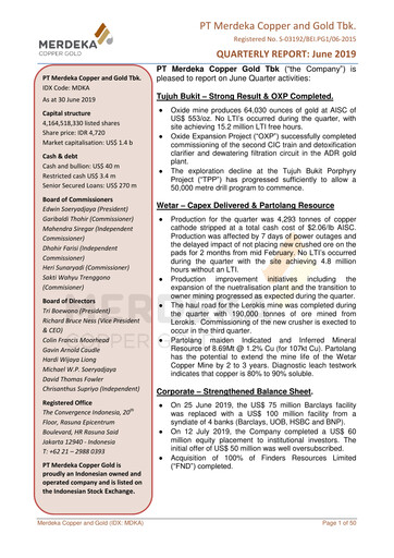 Thumbnail Merdeka Copper Gold
 Quarterly Report 2019-q2