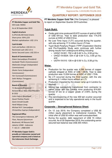Thumbnail Merdeka Copper Gold
 Quarterly Report 2019-q3