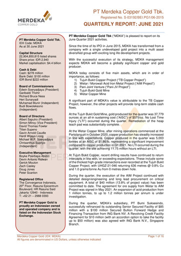 Thumbnail Merdeka Copper Gold
 Quarterly Report 2021-q2