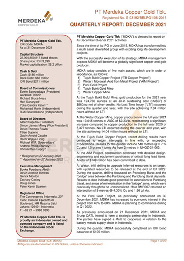 Thumbnail Merdeka Copper Gold
 Quarterly Report 2021-q4