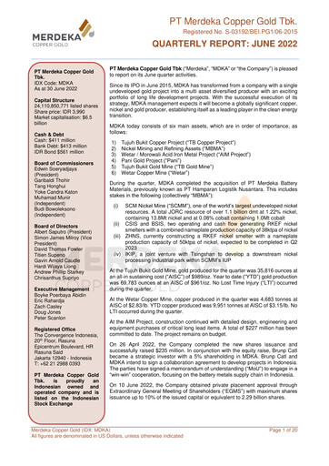 Thumbnail Merdeka Copper Gold
 Quarterly Report 2022-q2
