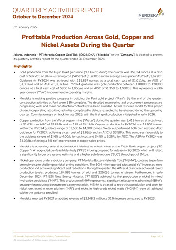 Thumbnail Merdeka Copper Gold
 Quarterly Report 2024-q4