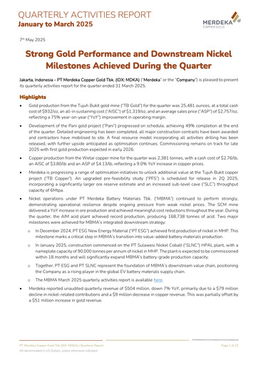 Thumbnail Merdeka Copper Gold
 Quarterly Report 2025-q1