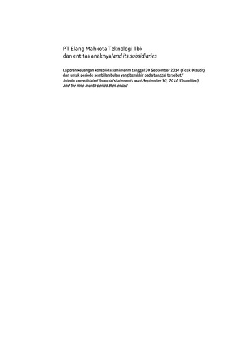 Vorschaubild Elang Mahkota Teknologi
 Finanzmitteilung 2014-9m