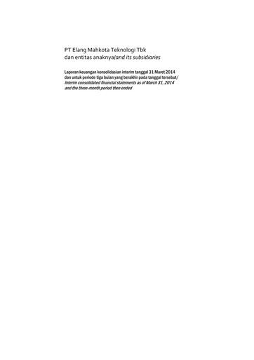 Vorschaubild Elang Mahkota Teknologi
 Finanzmitteilung 2014-q1
