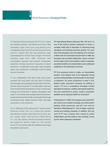 Thumbnail Vale Indonesia Annual Report 2003