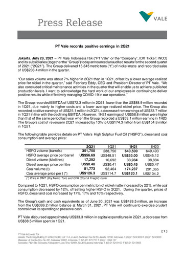 Thumbnail Vale Indonesia Quarterly Report 2021-q2