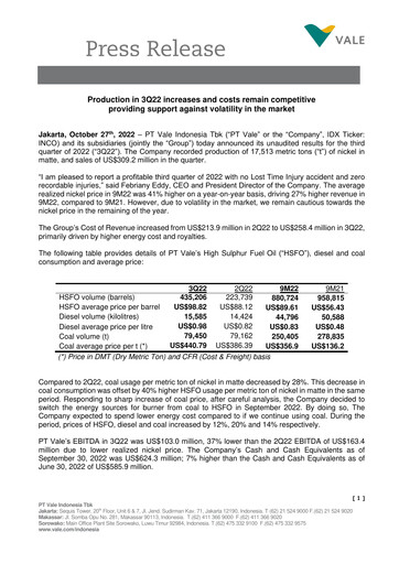 Thumbnail Vale Indonesia Quarterly Report 2022-q3