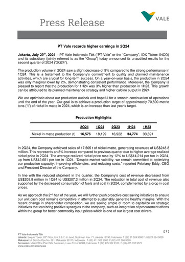 Thumbnail Vale Indonesia Quarterly Report 2024-q2