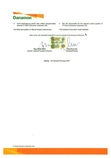 Vorschaubild Bank Danamon
 Finanzmitteilung 2016