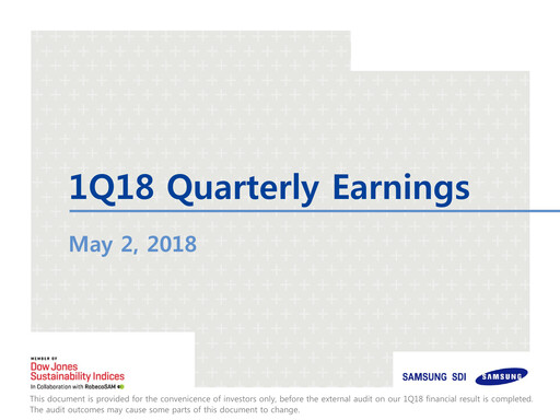 Thumbnail Samsung SDI Quarterly Report 2018-q1