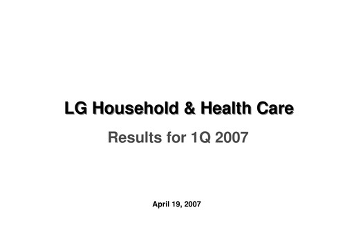 Vorschaubild LG Household & Health Care
 Quartalsbericht 2007-q1