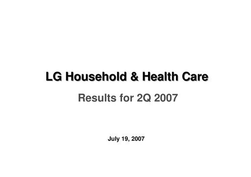 Vorschaubild LG Household & Health Care
 Quartalsbericht 2007-q2