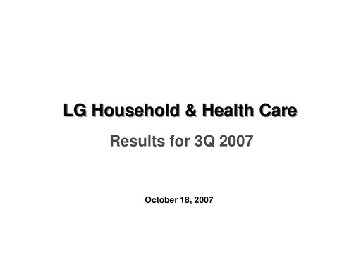 Vorschaubild LG Household & Health Care
 Quartalsbericht 2007-q3