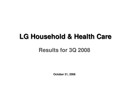 Vorschaubild LG Household & Health Care
 Quartalsbericht 2008-q3