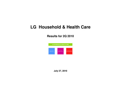 Vorschaubild LG Household & Health Care
 Quartalsbericht 2010-q2