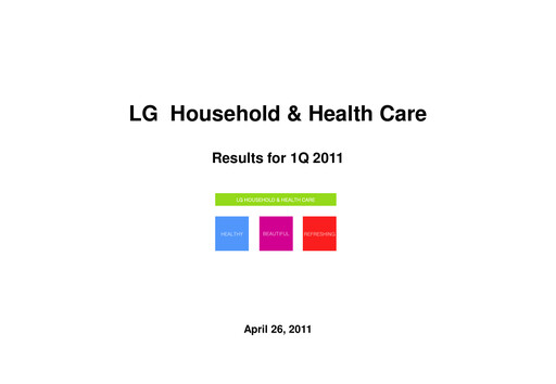 Vorschaubild LG Household & Health Care
 Quartalsbericht 2011-q1
