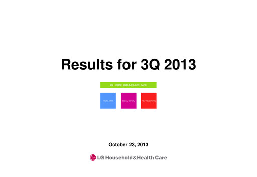 Vorschaubild LG Household & Health Care
 Quartalsbericht 2013-q3