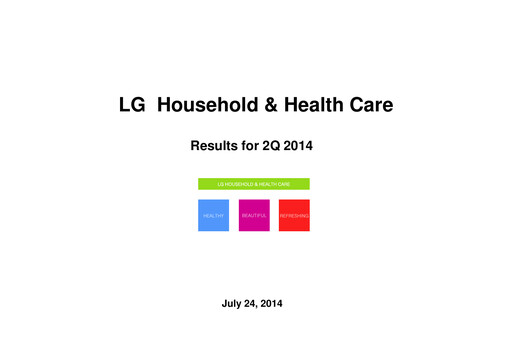Vorschaubild LG Household & Health Care
 Quartalsbericht 2014-q2