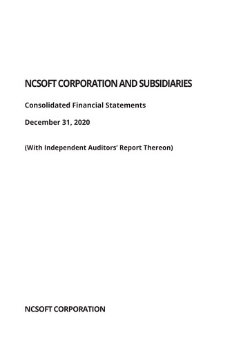 Thumbnail NCsoft Financial Statement 2020