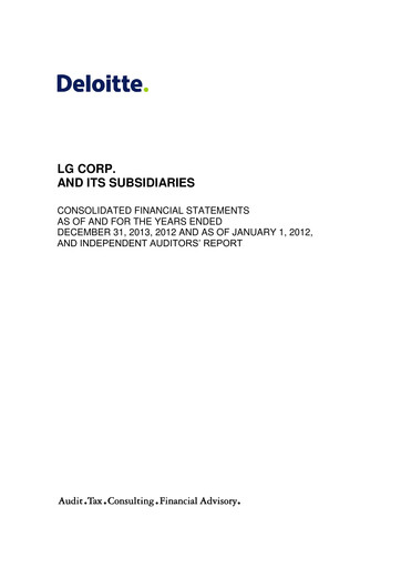 Miniature LG Corp
 Bilan financier 2013