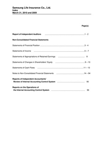 Thumbnail Samsung Life Insurance
 Financial Statement 2010