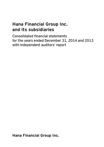 Vorschaubild Hana Financial Group Finanzmitteilung 2014