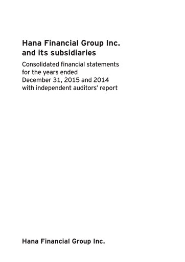 Vorschaubild Hana Financial Group Finanzmitteilung 2015