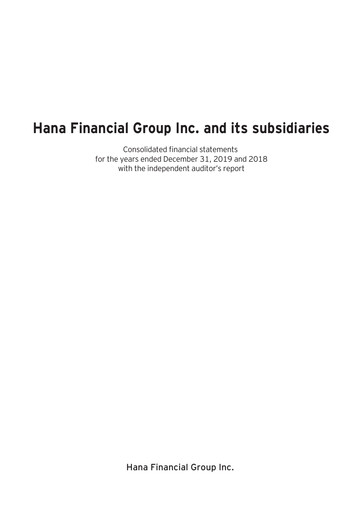 Vorschaubild Hana Financial Group Finanzmitteilung 2019