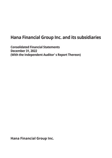 Vorschaubild Hana Financial Group Finanzmitteilung 2022