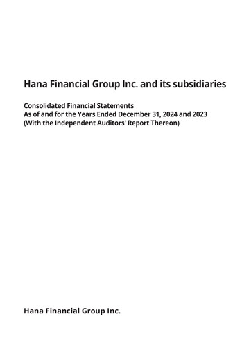 Vorschaubild Hana Financial Group Finanzmitteilung 2024