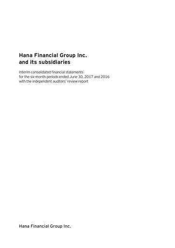 Thumbnail Hana Financial Group Half-year Report 2017-h1