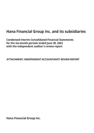 Thumbnail Hana Financial Group Half-year Report 2022-h1
