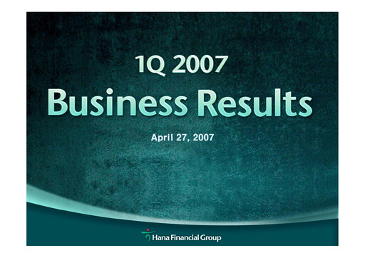 Miniature Hana Financial Group Rapport trimestriel 2007-q1