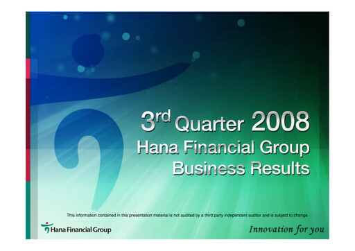 Miniature Hana Financial Group Rapport trimestriel 2008-q3