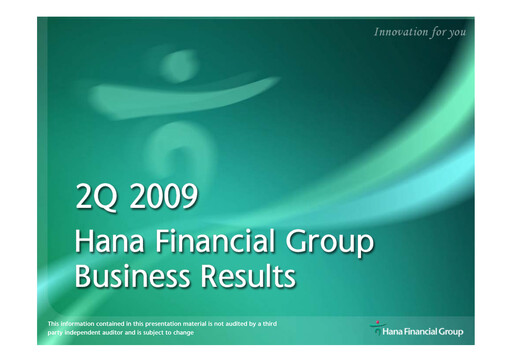 Miniature Hana Financial Group Rapport trimestriel 2009-q2