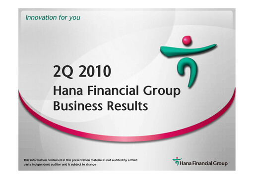 Miniature Hana Financial Group Rapport trimestriel 2010-q2