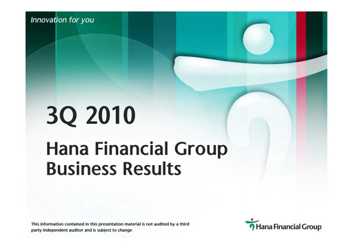 Miniature Hana Financial Group Rapport trimestriel 2010-q3