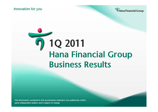 Miniature Hana Financial Group Rapport trimestriel 2011-q1
