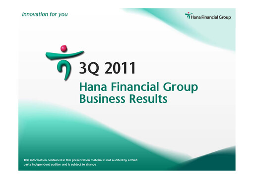 Miniature Hana Financial Group Rapport trimestriel 2011-q3