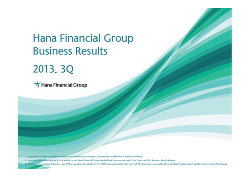 Miniature Hana Financial Group Rapport trimestriel 2013-q3