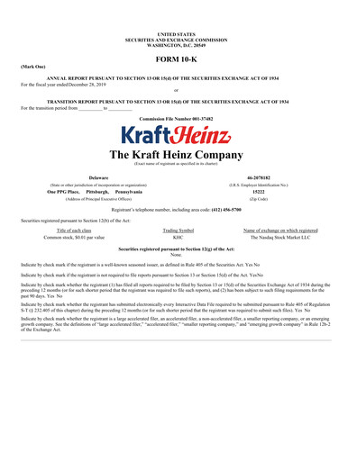 Thumbnail Kraft Heinz Annual Report 2019