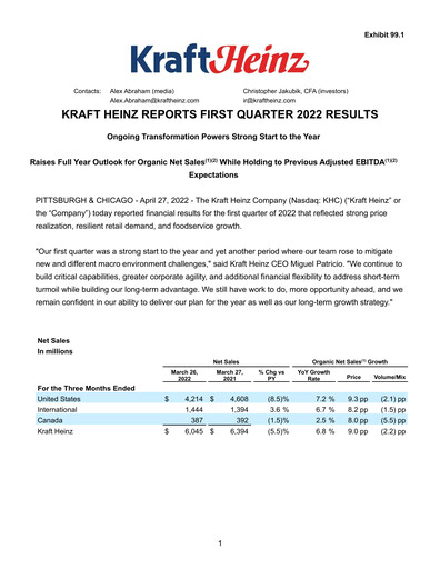 Thumbnail Kraft Heinz Quarterly Report 2022-q1