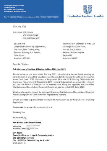 Thumbnail Hindustan Unilever
 Quarterly Report 2023-q2