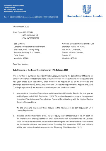 Thumbnail Hindustan Unilever
 Quarterly Report 2023-q3