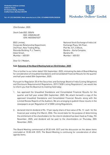 Thumbnail Hindustan Unilever
 Quarterly Report 2025-q3