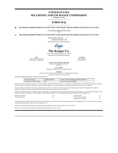Thumbnail Kroger Quarterly Report 2020-q1