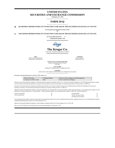 Thumbnail Kroger Quarterly Report 2021-q3