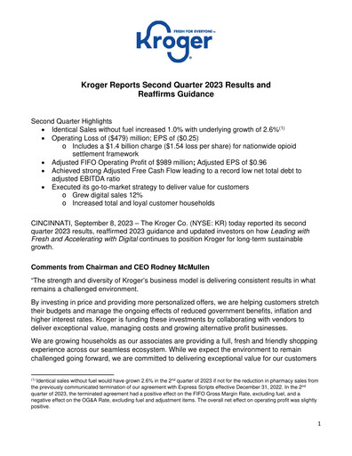 Thumbnail Kroger Quarterly Report 2023-q2